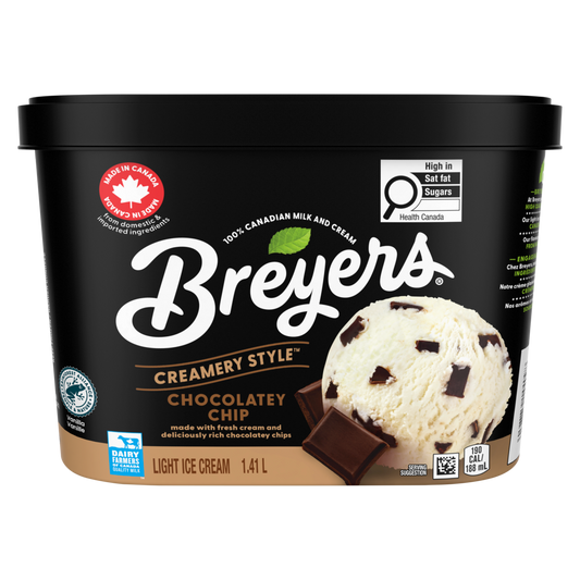 Crème glacée légère aux pépites de chocolat de style Breyers Creamery