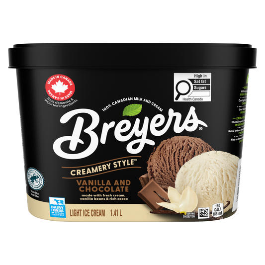 Crème glacée légère à la vanille et au chocolat de style Breyers Creamery