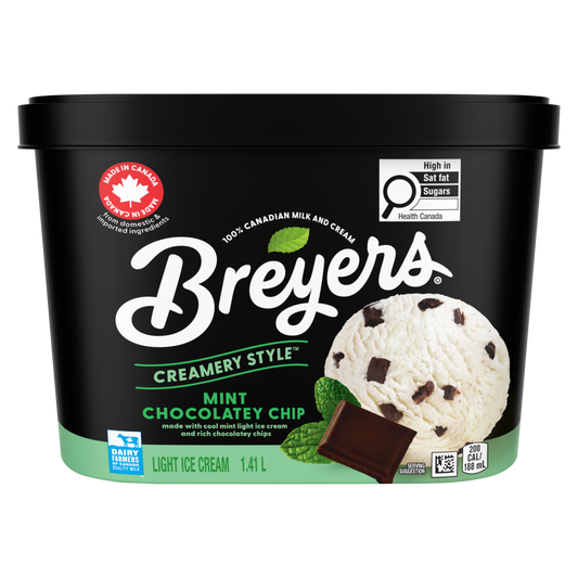 Crème glacée légère aux pépites de chocolat et à la menthe de style Breyers Creamery