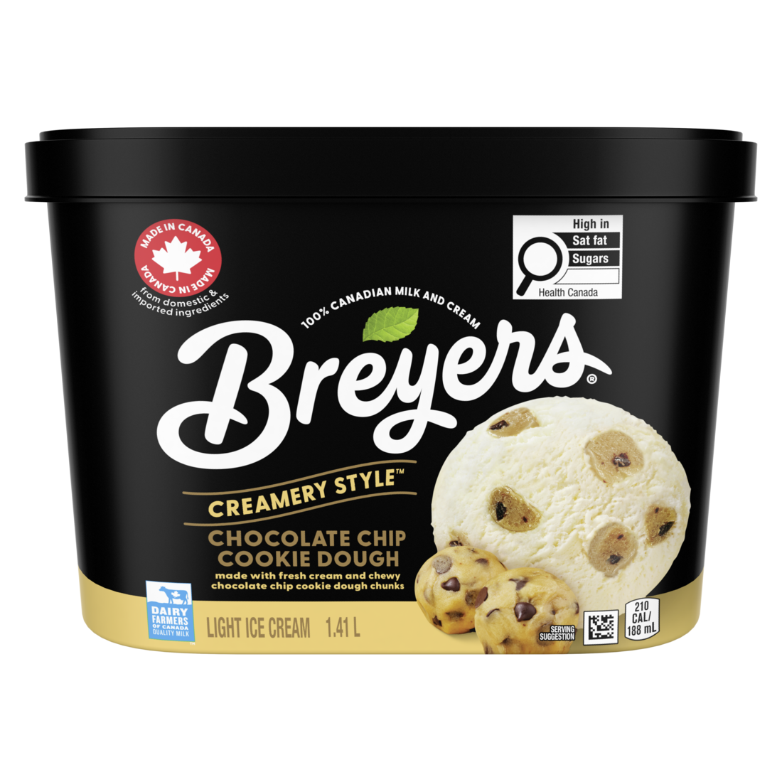 Crème glacée légère à la pâte à biscuits aux pépites de chocolat de style Breyers Creamery