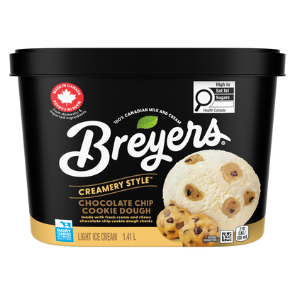 Crème glacée légère à la pâte à biscuits aux pépites de chocolat de style Breyers Creamery