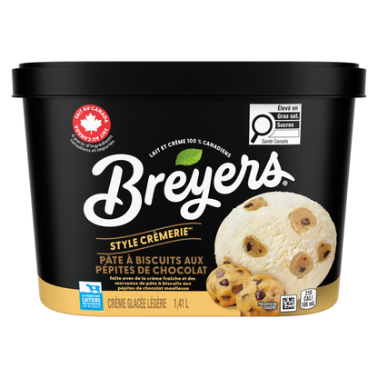 Crème glacée légère à la pâte à biscuits aux pépites de chocolat de style Breyers Creamery