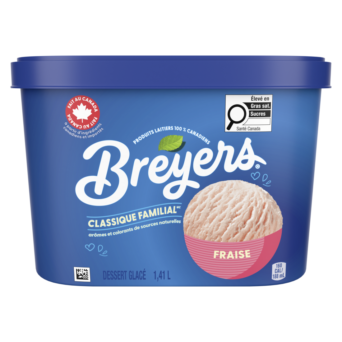 Dessert glacé Breyers Classique familial Fraise