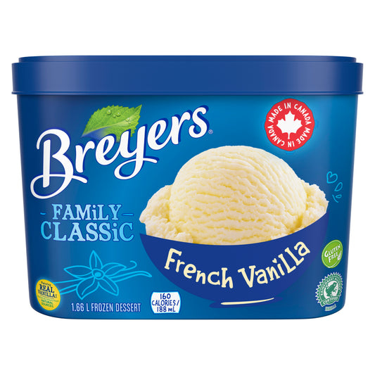 Breyers Classic French Vanilla 1.66 L front of pack,Rainforest Vanilla,Kosher Dairy Log