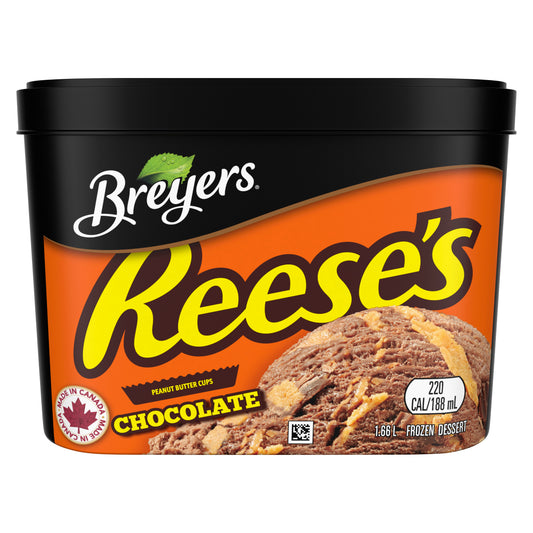 Breyers®  REESE Chocolate 1.66 L front of pack and back of pack,Breyers®  REESE Chocolate 1.66 L front of pack and back of pack,Breyers®  REESE Chocolate 1.66 L French & English Hero Images,Breyers®  REESE Chocolate 1.66 L French & English Hero Images,Breyers® REESE Chocolate 1.66 L nutritional panel,Breyers® REESE Chocolate 1.66 L ingredient list,Breyers®  REESE Chocolate 1.66 L front of pack and back of pack,Breyers REESE®  Chocolate 1.66 L UPC,Kosher Dairy Logo