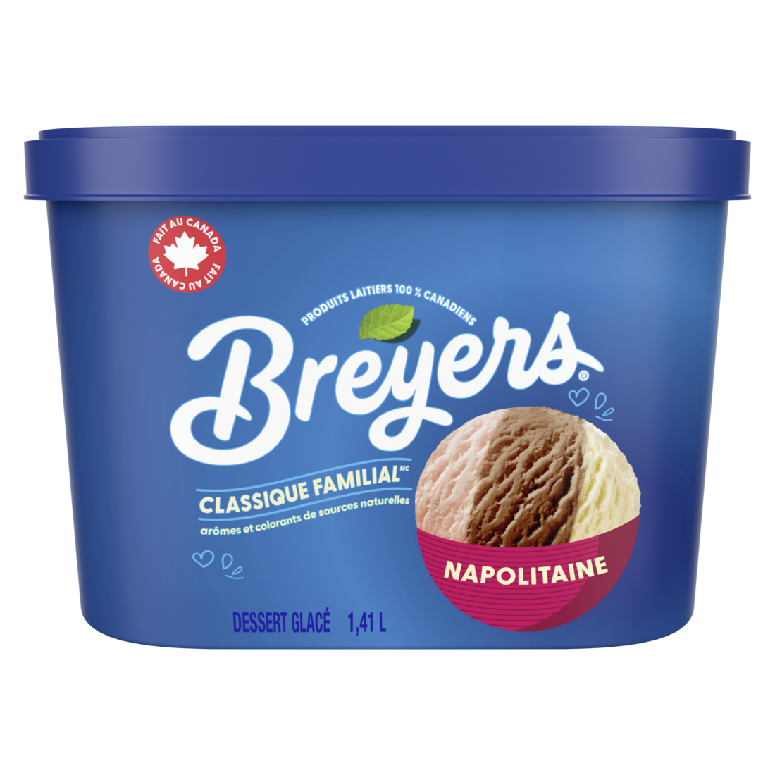 Dessert glacé Breyers Classique Familial Napolitaine