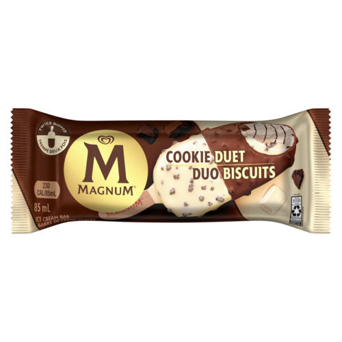 Front view of Magnum Cookie Duet Ice Cream Bar product packaging