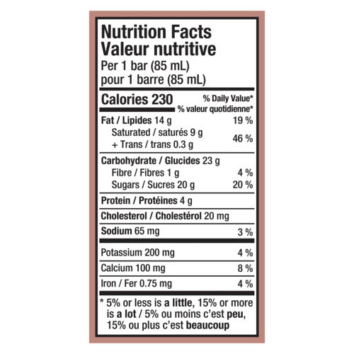 Nutrition facts of Magnum Cookie Duet Ice Cream Bar product packaging