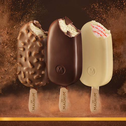 Three flavours of Magnum Classic Ice Cream Bars