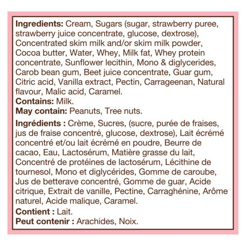 Ingredients of Magnum Classic Strawberries & Cream Ice Cream Bars product packaging.