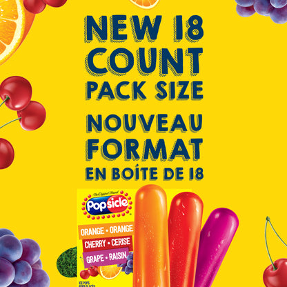 Popsicle® Orange, Cherry & Grape Ice Pops 18 Pack
